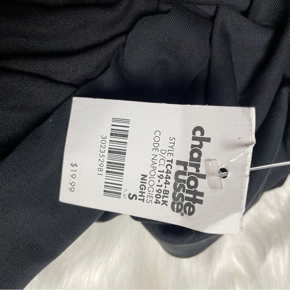 Charlotte Russe Womens Wrap Twist Midi Skirt Black Stretch Ruched Pleated Size S - Picture 4 of 4